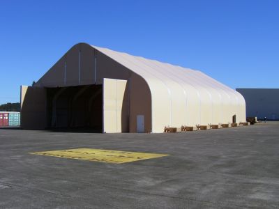 Aircraft hangar shade structure