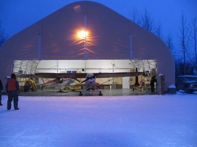 Aircraft hangar shade structure